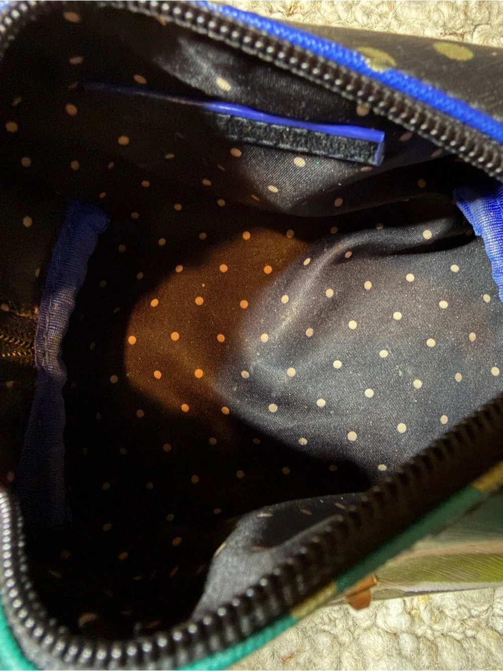 Stella & Dot Multicolor Striped Polka Dot Cosmetic Pouch - Pink/Green/Blue